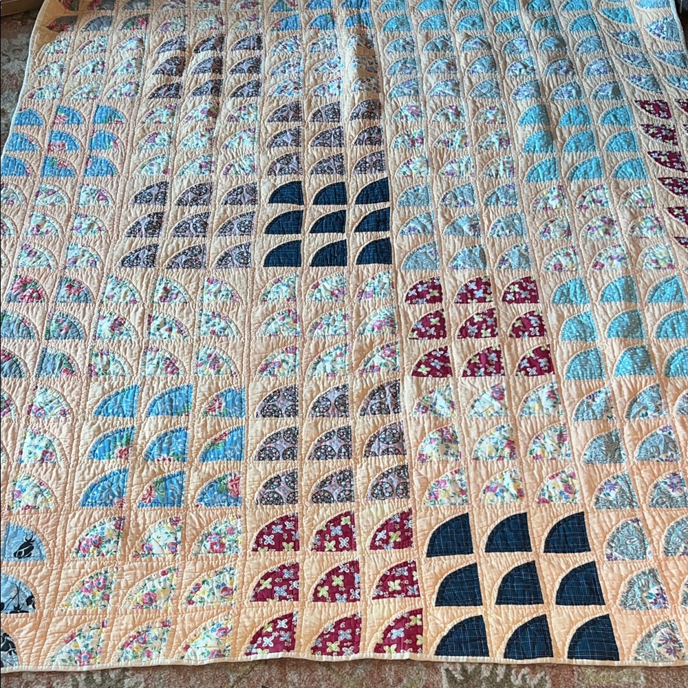 Stunning Vintage Handmade patchwork quilt 66” x 84”